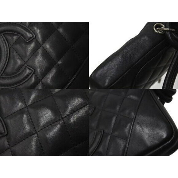 CHANEL Cambon Line Shoulder Bag Coco Mark Calfskin Quilted Black